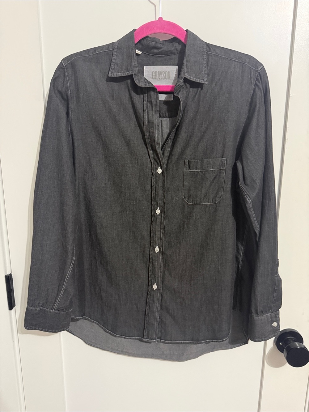 New Anthropologie Grayson gorgeous washed Black buttondown shirt oversized small